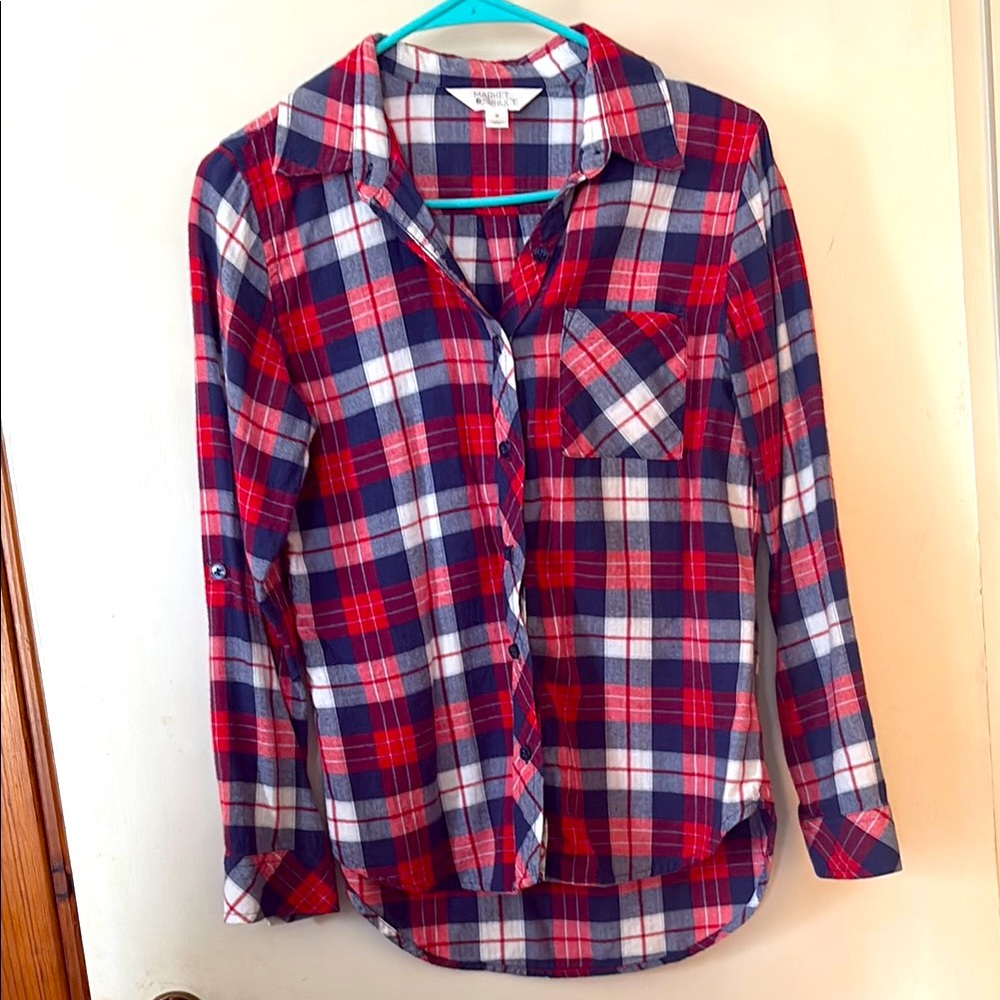 Red and Blue Plaid Woman’s Shirt